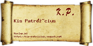 Kis Patrícius névjegykártya